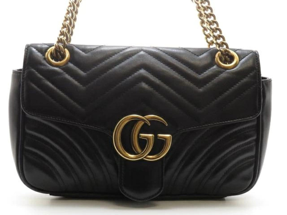 Gucci Chain Shoulder Bag Black Calfskin